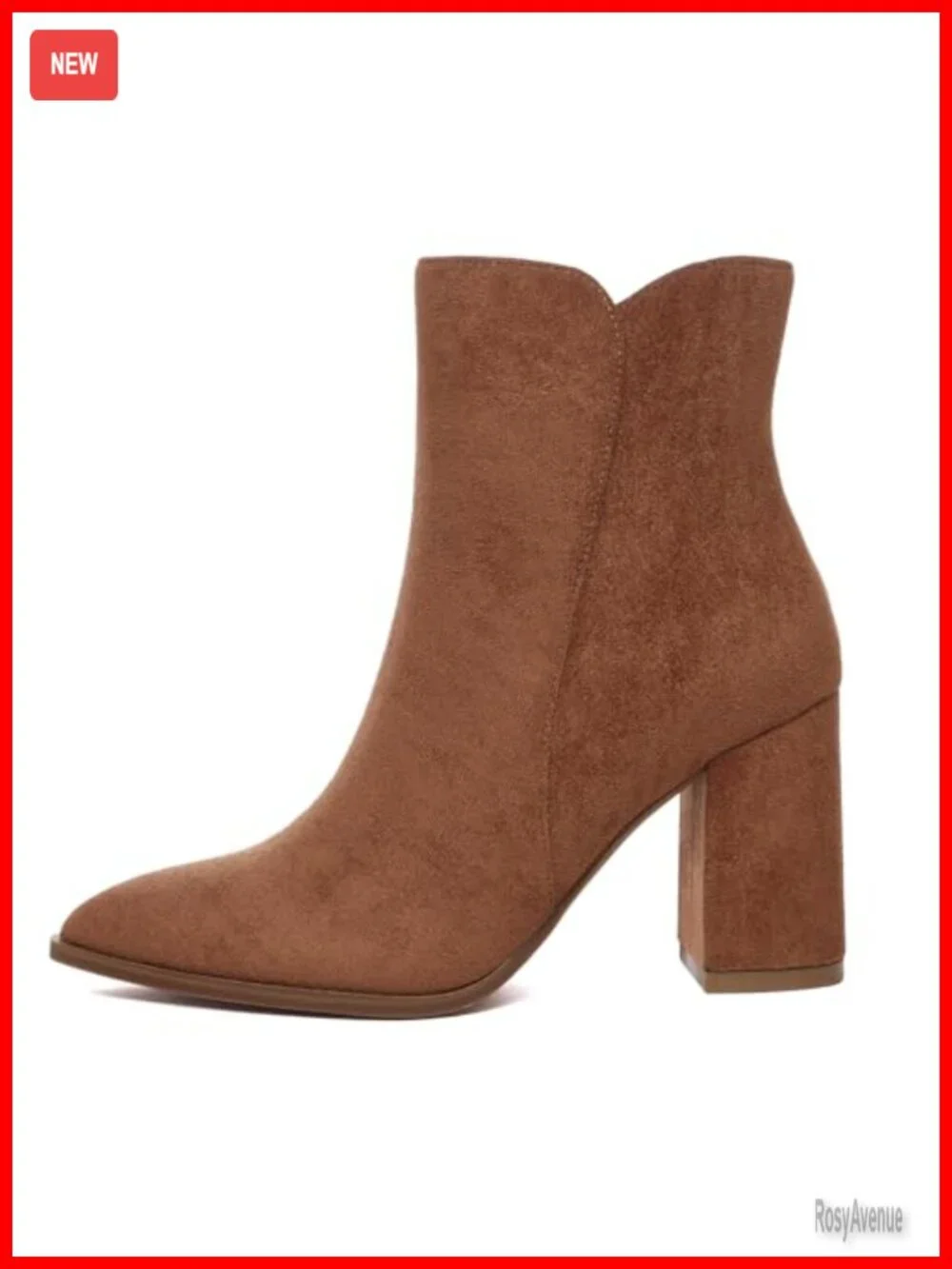 Chunky High Heel Pointed Toe Ankle Booties with Side Zipper, 3.4